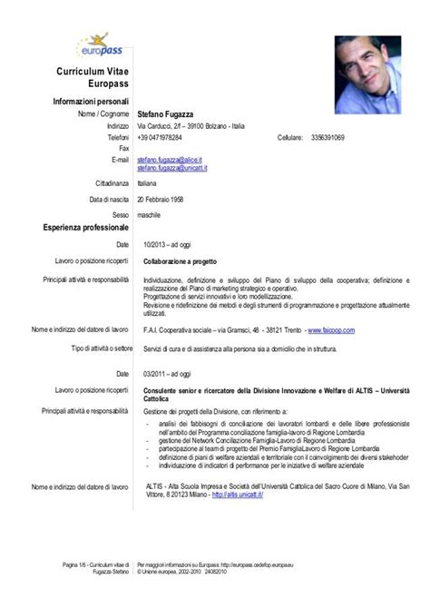 Europass Curriculum Vitae Studente Esempio - Template For U