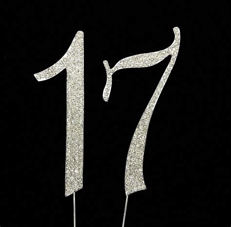 Large 17th Birthday Number Cake Topper with Sparkling Rhinestone ...