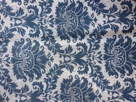 Blue Damask Upholstery Fabric Double Height: 280cm/110inches - Etsy