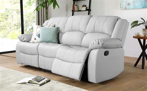 Dakota 3 Seater Recliner Sofa, Light Grey Classic Faux Leather Only £ ...