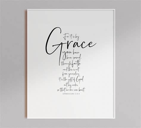 Grace Saved Quote Scripture Wall Art Bible Verse Print of | Etsy