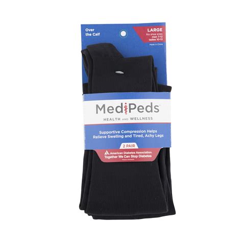 MediPeds Diabetic Supportive Compression Socks, Large, 2 Pack - Walmart.com