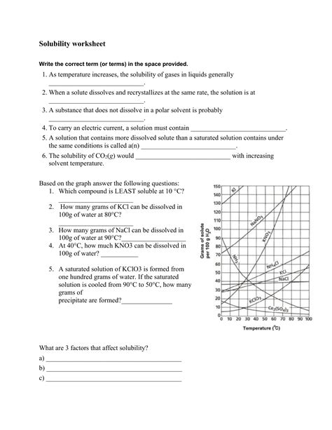 Solubility Worksheet Answers - Printable Word Searches