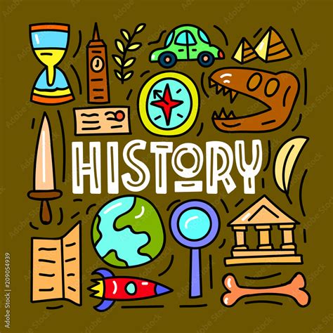 History. Subject concept.Lettering card. Vector illustration Stock ...