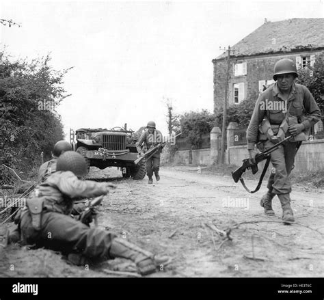 Normandy, France, June 1944. Allied soldiers fighting in the ...