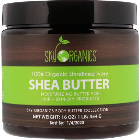 Sky Organics, Shea Butter, 100% Organic Unrefined Ivory, 16 fl oz (454 ...