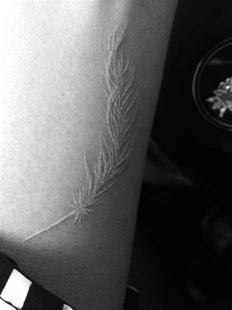 My first white feather tattoo. Did it myself on own arm | White feather ...