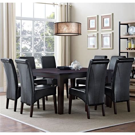 Simpli Home Avalon 9-Piece Midnight Black Dining Set-AXCDS9-AVL-BL ...