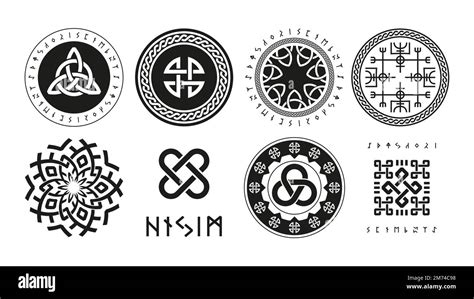 Norse runic logo. Scandinavian pagan esoteric religion symbols, viking ...