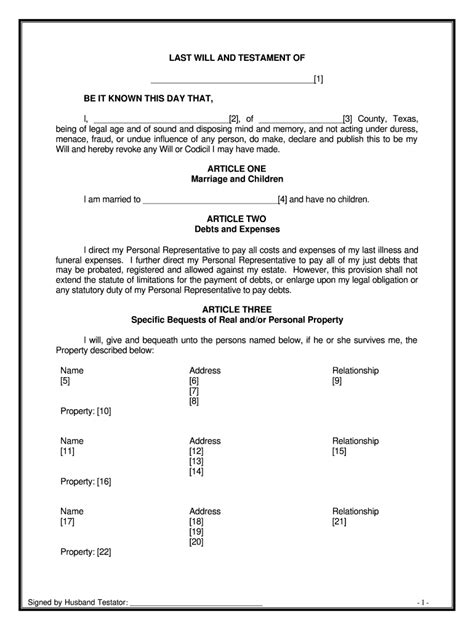 Last Will And Testament Texas - Fill Online, Printable, Fillable, Blank ...