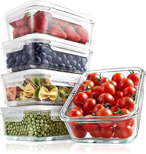 NutriChef 10-Piece Superior Glass Food Storage Containers Set ...