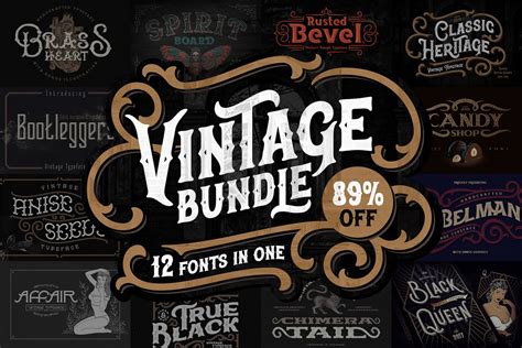 Vintage Fonts Bundle. 83 percent OFF! (423007) | Regular | Font Bundles