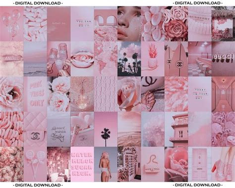 Pink Collage, Wall Decor Collage Pink, Pink Aesthetic Wall, Blush Pink ...