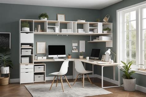 Premium Photo | A home office with a modular desk system and adjustable ...