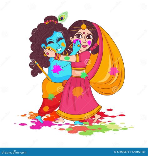 Goddess Radha With Lord Krishna For Holi Celebration. Stock Image ...