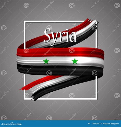 Syria Flag. Official National Colors. Syrian 3d Realistic Stripe Ribbon ...