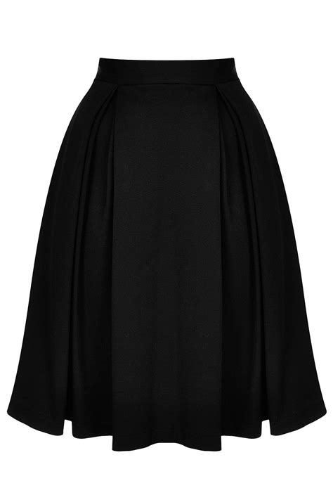 Lyst - TOPSHOP Knee Length Pleat Skirt in Black