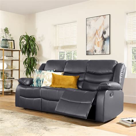 Sorrento Grey Leather 3 Seater Recliner Sofa | Furniture Choice