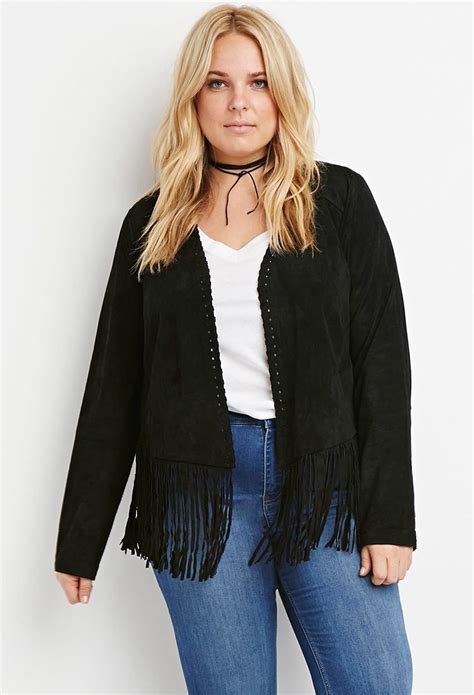 Lyst - Forever 21 Plus Size Genuine Suede Fringed Jacket in Black