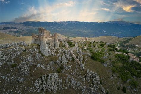 Aerial View of the Medieval Castle of Rocca Calascio Abruzzo during ...