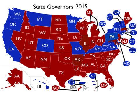 Red States Map 2015 - Printable Map