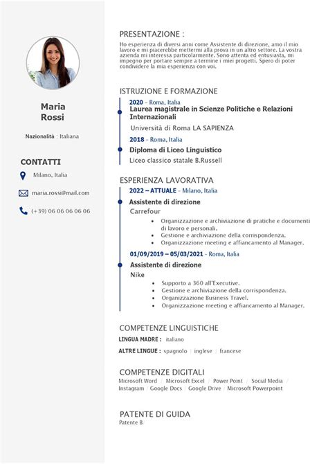 Esempio Curriculum Vitae Europass Compilato - Template For U