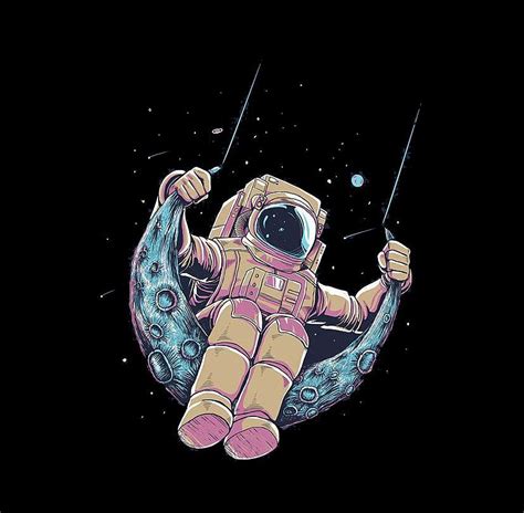 Astronaut Swinging On The Moon Painting by Zaid Maroof - Fine Art America