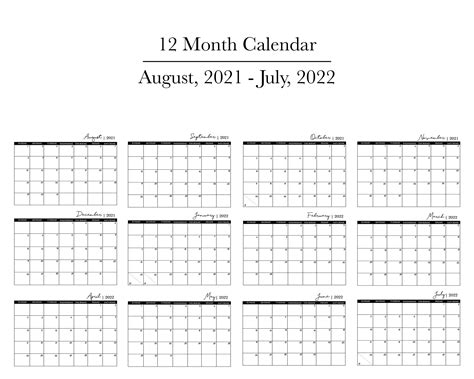 12 Month Calendar // 2021-2022 // TWO Versions - Etsy