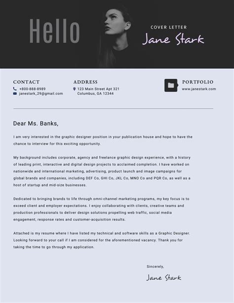 Graphic Designer Cover Letter Template | Visme