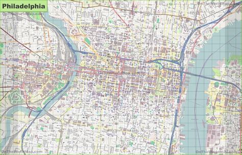 Large detailed street map of Philadelphia - Ontheworldmap.com