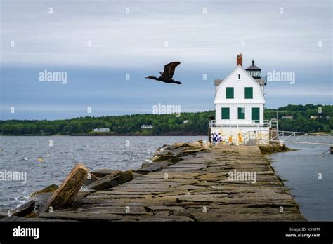 Rockland Breakwater Lighthouse, Rockland, Main USA Stock Photo - Alamy