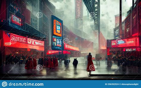 New York City Street, Times Square Painting Illustration Stock ...