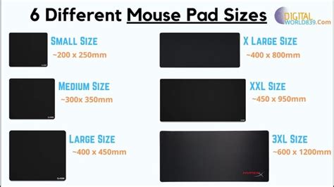 6 different mouse pad sizes for all laptops