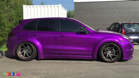 Spotted | Candy purple slammed Porsche Cayenne from Romania - YouTube