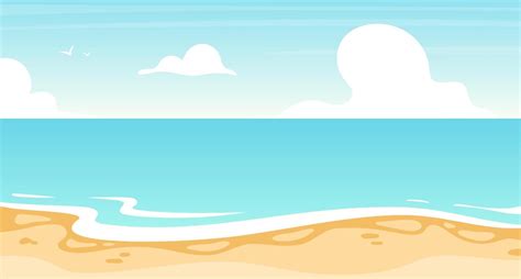 Ilustración de vector plano plano de playa. océano de verano, diseño de ...