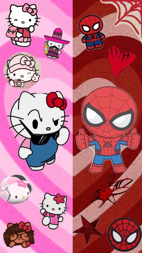 #spiderman #hellokitty #bffwallpaper in 2023 | Walpaper hello kitty ...