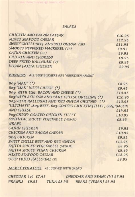 Menu at The Green Man pub & bar, Lewes, Lewes Rd