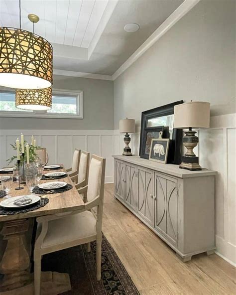 Simple White Ceiling Trim in Farmhouse Dining Room - Soul & Lane