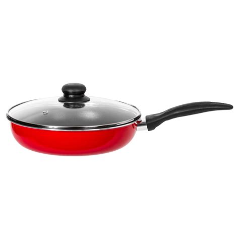 Healty Ceramic Fry Pan With Glass Lid - Frying Pan 9.5" Red Black ...