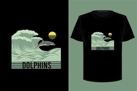 Dolphin retro vintage t shirt design 7554738 Vector Art at Vecteezy