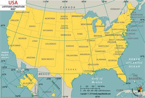 US Latitude and Longitude Map | Latitude and longitude map, Map, Us map