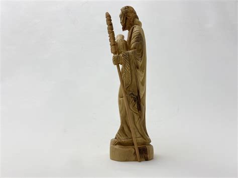 The Good Shepherd Statue - Bethlehem Wood Carving