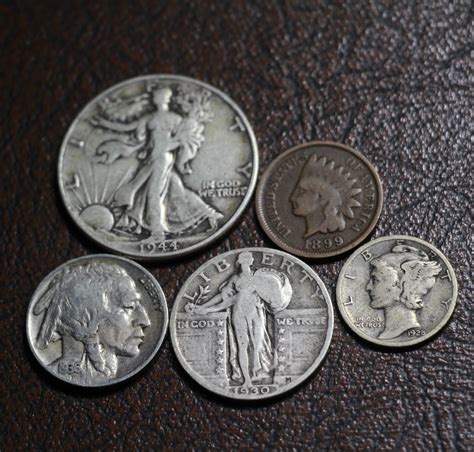 Old U.S. Silver Coins 5 Coin Collection Set - 90% Silver Type Coins For ...