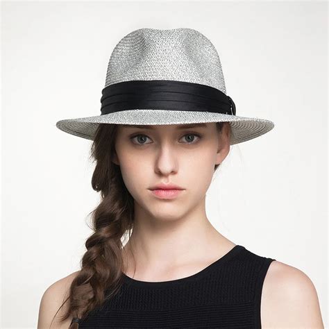 Elegant Vintage Woven Jazz Fedora Hat Women Summer Hats-in Men's ...