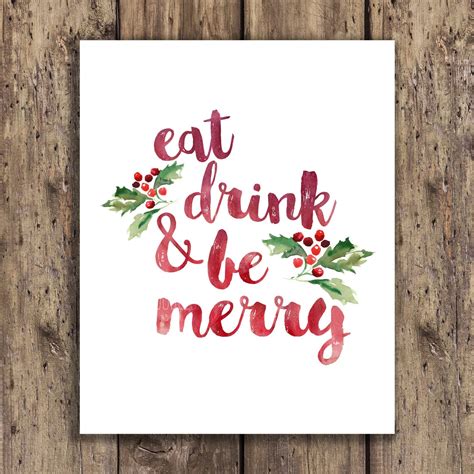 Eat Drink and Be Merry Christmas Printable Christmas | Etsy