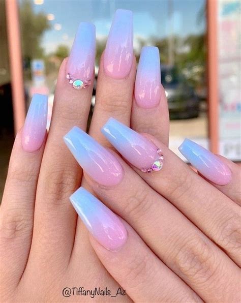 Ballerina Nails. Ombre Nails. Pink and Blue Nails. Nails with ...