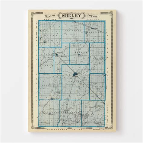 Vintage Map of Shelby County Indiana, 1876 by Ted's Vintage Art