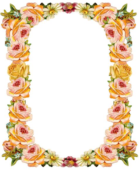 Free digital vintage flower frame: peach colored - Blumenrahmen - freebie