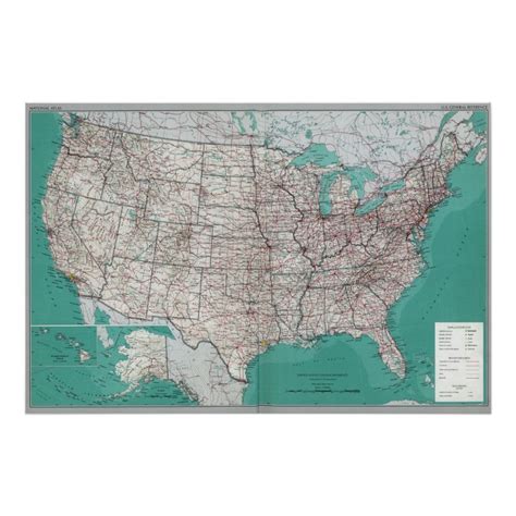 United States Maps, Printed Road Map Poster | Zazzle | United states ...