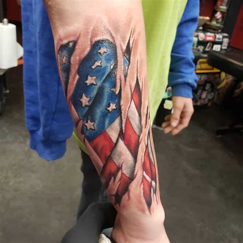 Torn American Flag Tattoo